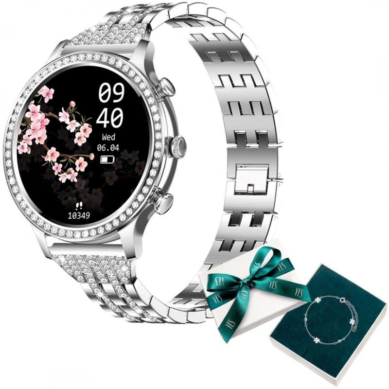 Manta Diamond Lusso women's smartwatch in silver + YES bracelet