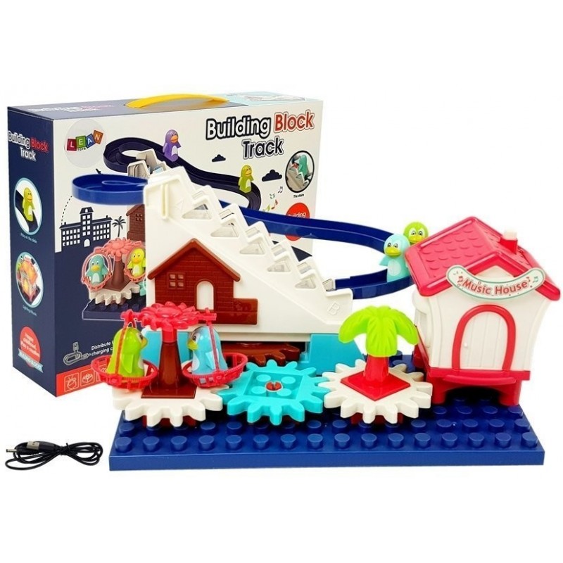 Set of blocks with a Slide Penguins Gears on Batteries