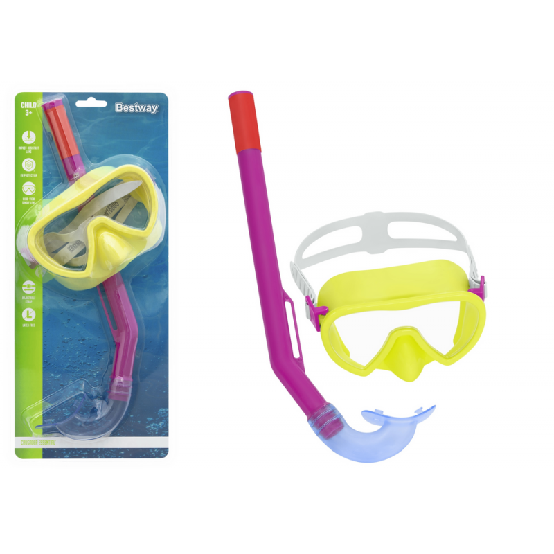 Yellow and Pink Diving Mask with Snorkel Bestway 24036