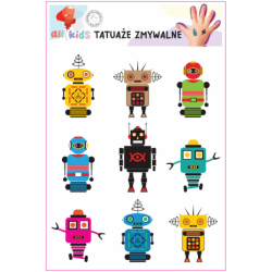 Washable Tattoos For Children Cheerful Robots Colorful 9 El.