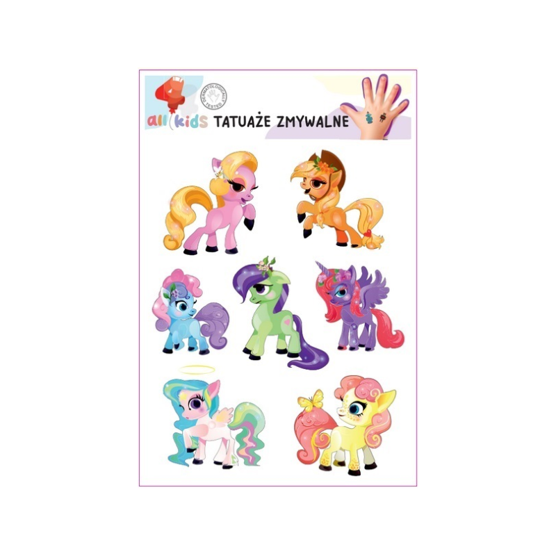 Washable Tattoos For Children Merry Ponies Horses 17 El.