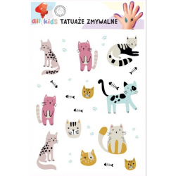 Washable Tattoos For Children Kittens Cats Colorful 17 El.