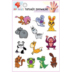 Washable Tattoos For Children Fun Animals Zoo 12 El.