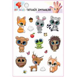 Washable Tattoos For Children Funny Forest Animals 17 El.