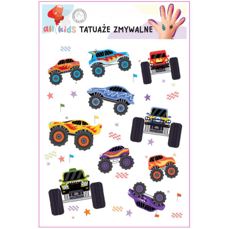 Washable Tattoos For Children Off-Road Cars Truck 10 El.