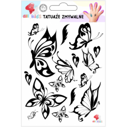 Washable Tattoos For Children Black Butterflies Patterns 16 El.