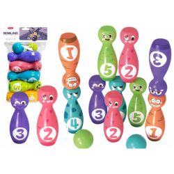 Bowling Set Smiley Balls Colored 10pcs