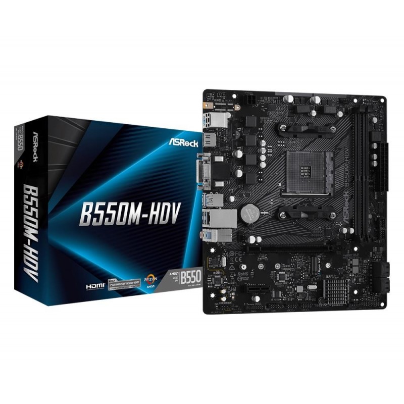 Mainboard ASROCK AMD B550 SAM4 MicroATX 1xPCI-Express 3.0 1x 1xM.2 1xPCI-Express 4.0 16x Memory DDR4 Memory slots