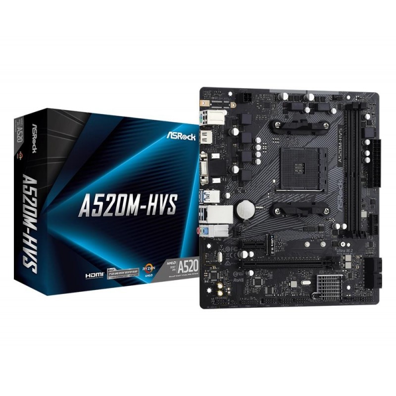 Mainboard ASROCK AMD A520 SAM4 Micro-ATX Memory DDR4 Memory slots 2 1xPCI-Express 3.0 1x 1xPCI-Express 3.0