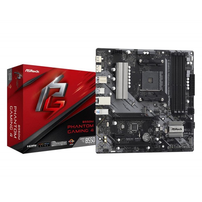 Mainboard ASROCK AMD B550 SAM4 MicroATX 1xPCI-Express 3.0 1x 1xPCI-Express 3.0 4x 2xM.2 1xPCI-Express 4.0 16x Memory