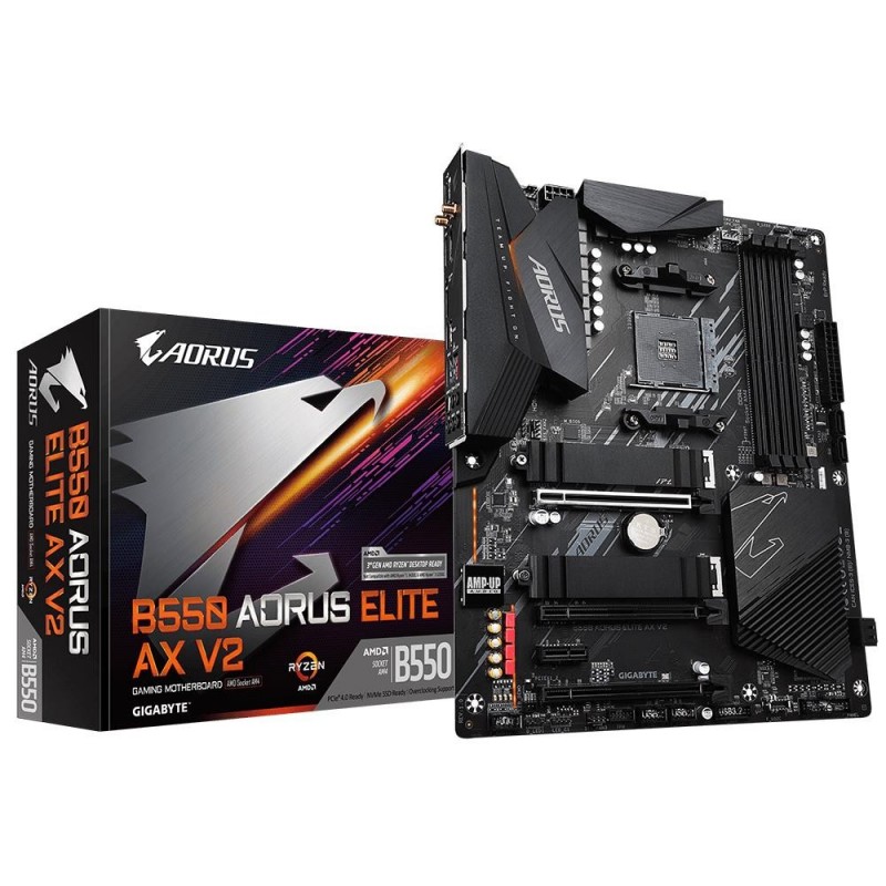 Mainboard GIGABYTE AMD B550 SAM4 ATX Memory DDR4 Memory slots 4 2xPCI-Express 3.0 1x 1xPCI-Express 3.0 2x 1xPCI-Express