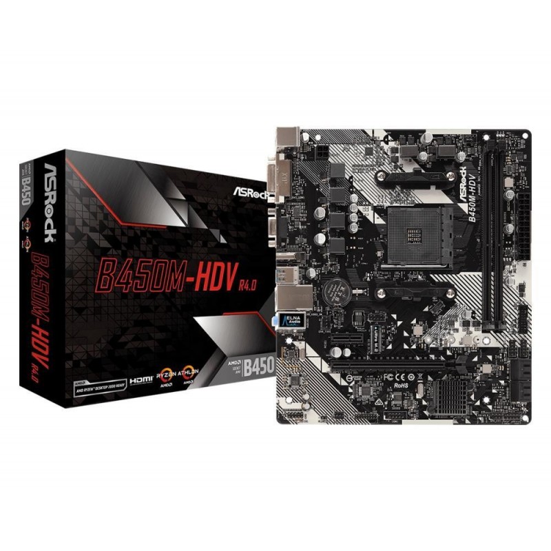 Mainboard ASROCK AMD B450 SAM4 Micro-ATX Memory DDR4 Memory slots 2 1xPCI-Express 2.0 1x 1xPCI-Express 3.0