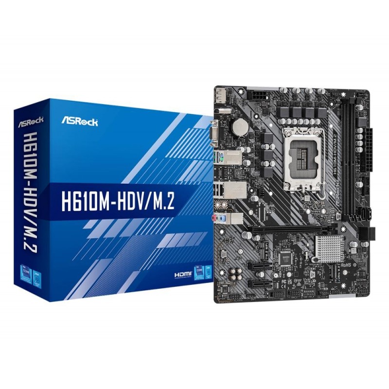 Mainboard ASROCK Intel H610 LGA1700 MicroATX Memory DDR4 Memory slots 2 2xPCI-Express 3.0 1x 1xPCI-Express 4.0