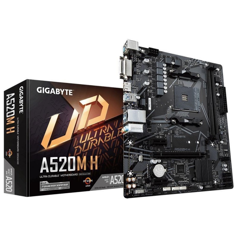 Mainboard GIGABYTE AMD A520 SAM4 Micro-ATX Memory DDR4 Memory slots 2 2xPCI-Express 3.0 1x 1xPCI-Express 3.0