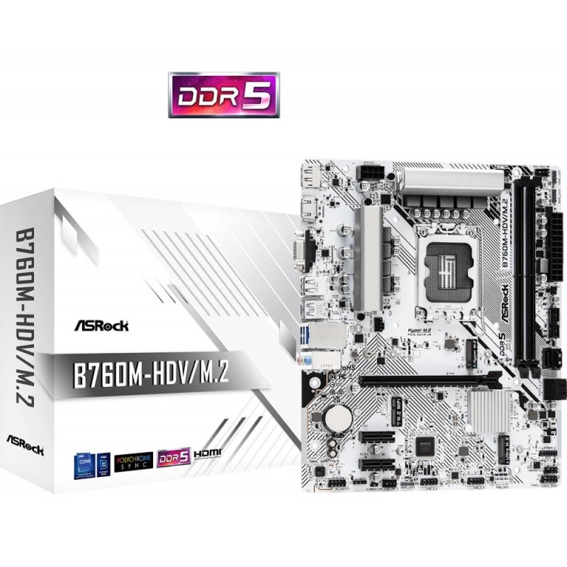 Mainboard ASROCK Intel B760 Express LGA1700 Micro-ATX Memory DDR5 Memory slots 2 2xPCI-Express 3.0 1x 1xPCI-Express 4.0