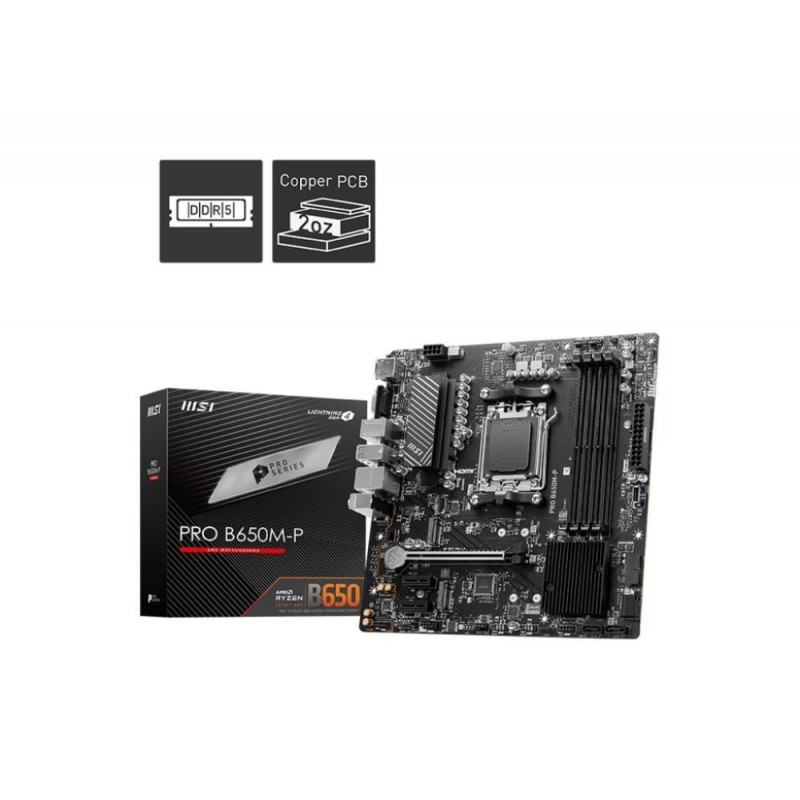 Mainboard MSI AMD B650 SAM5 Micro-ATX Memory DDR5 Memory slots 4 2xPCI-Express 1x 1xPCI-Express 16x 2xM.2 1x15pin