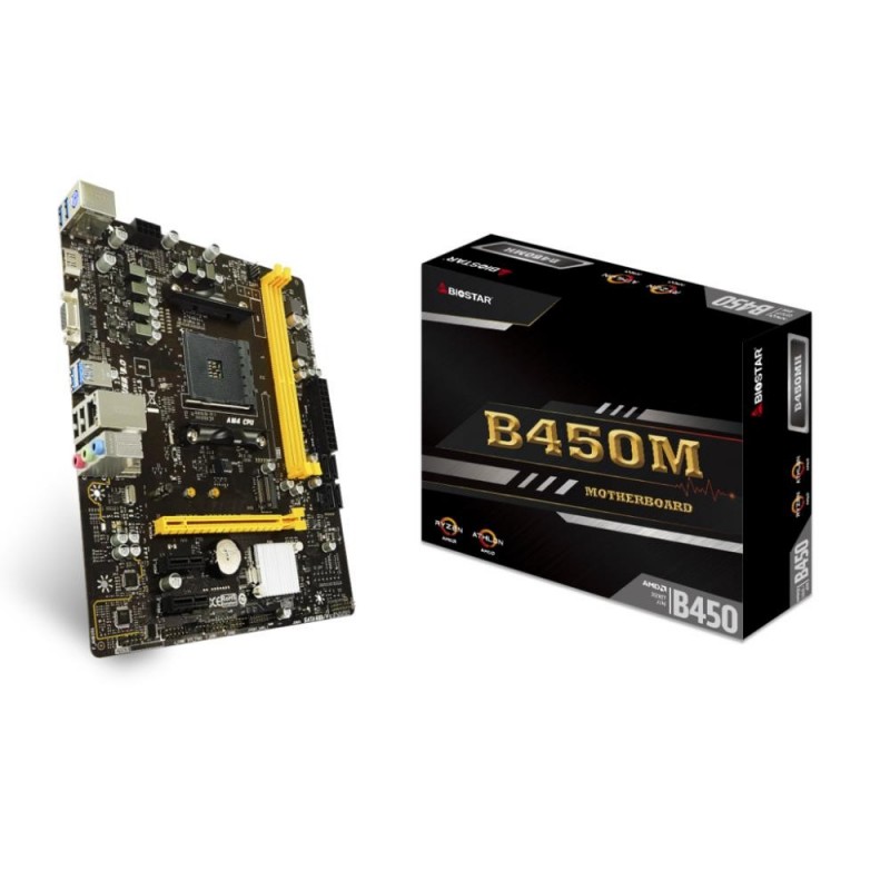 Mainboard BIOSTAR AMD B450 SAM4 MicroATX Memory DDR4 Memory slots 2 2xPCI-Express 2.0 1x 1xPCI-Express 3.0