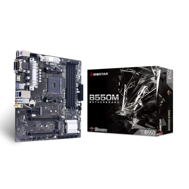 Mainboard BIOSTAR AMD B550 SAM4 MicroATX Memory DDR4 Memory slots 4 1xPCI-Express 3.0 1x 1xPCI-Express 3.0