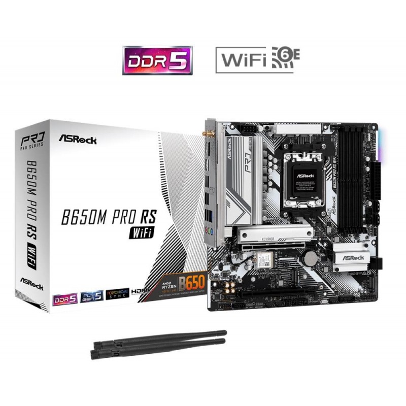 Mainboard ASROCK AMD B650 SAM5 Micro-ATX Memory DDR5 Memory slots 4 1xPCI-Express 3.0 16x 1xPCI-Express 4.0