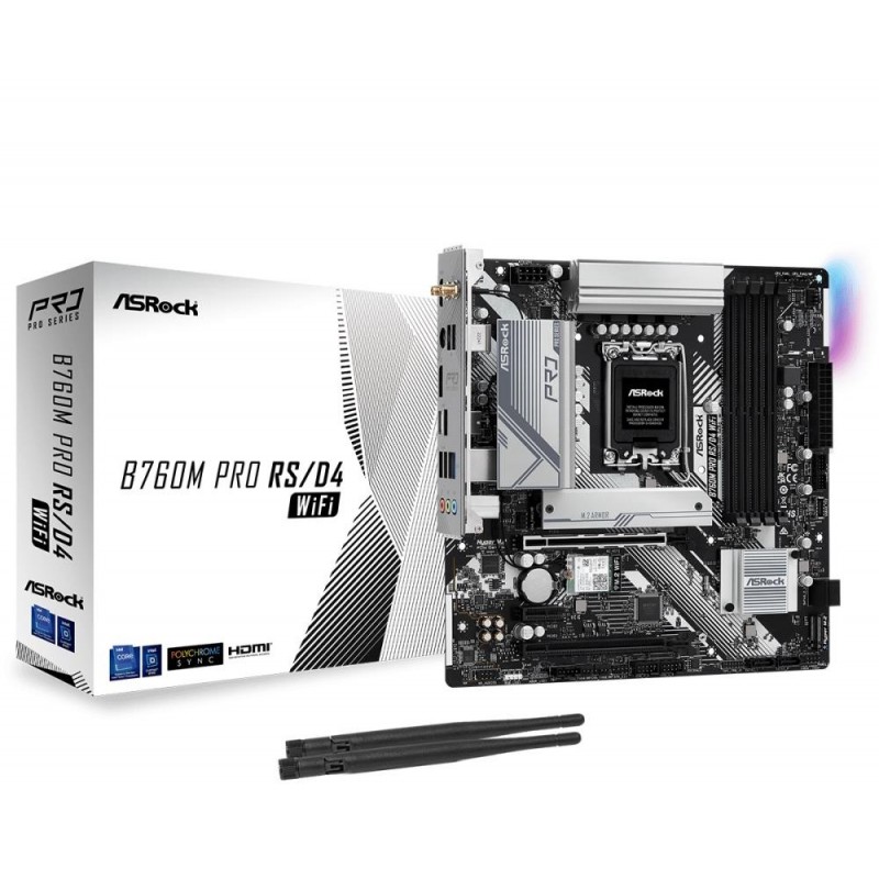 Mainboard ASROCK Intel B760 Express LGA1700 Micro-ATX Memory DDR4 Memory slots 4 1xPCI-Express 4.0 1x 2xPCI-Express 4.0