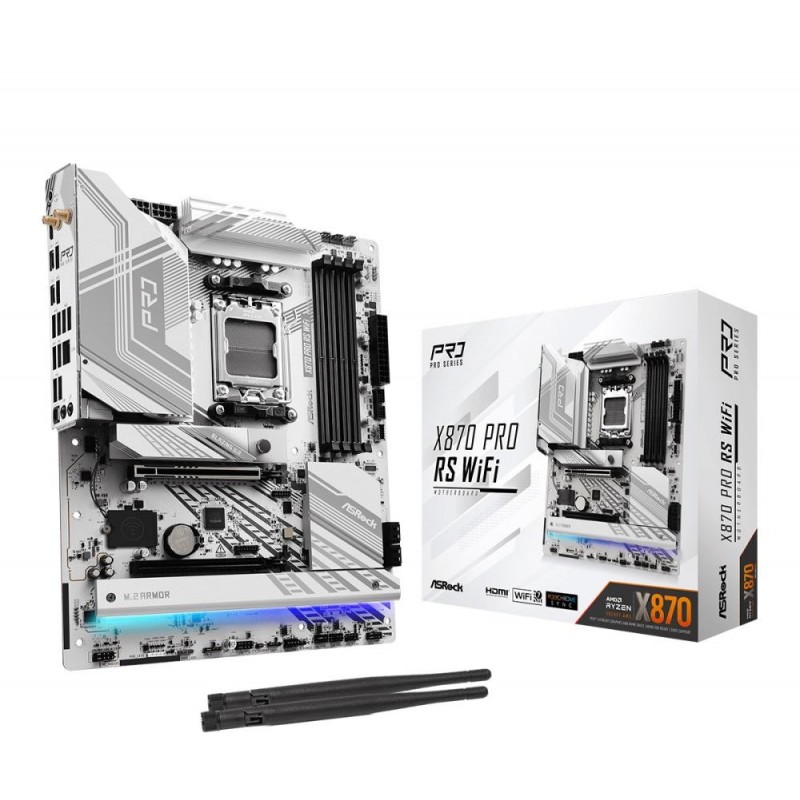 Mainboard ASROCK AMD X870 SAM5 ATX Memory DDR5 Memory slots 4 1xPCI-Express 4.0 16x 1xPCI-Express 5.0