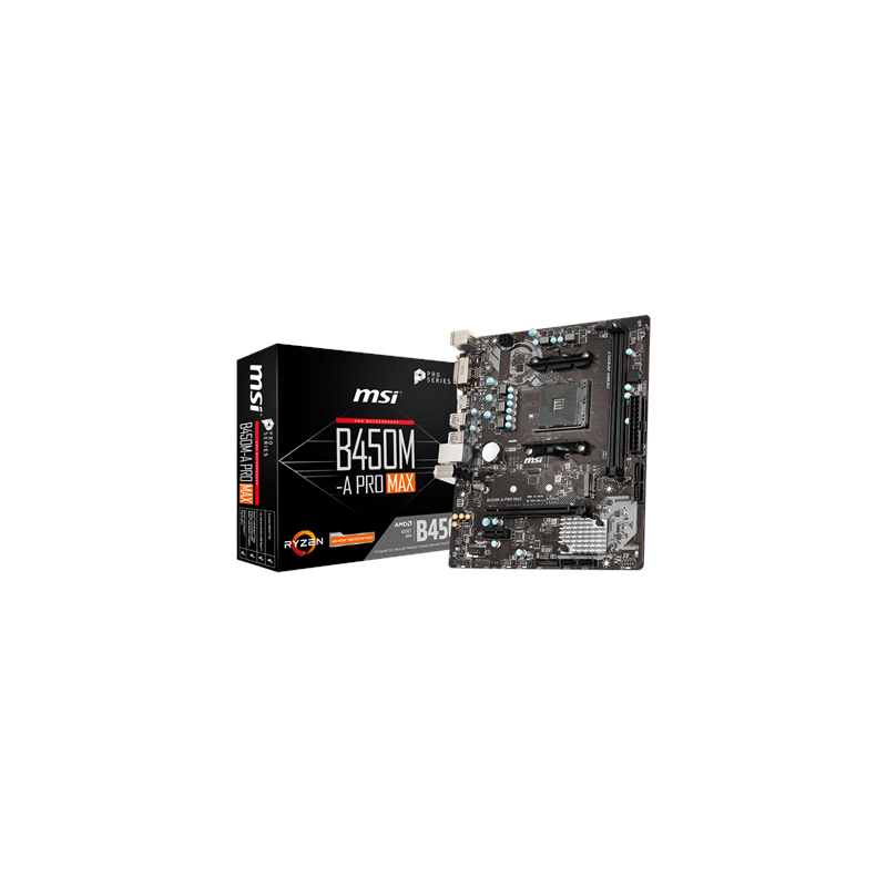 MSI B450M-A PRO MAX Processor family AMD Processor socket AM4 DDR4 DIMM Memory slots 2 Number of SATA