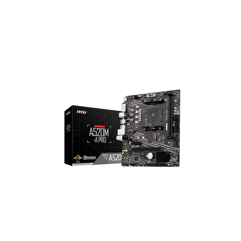 MSI A520M-A PRO Processor family AMD Processor socket AM4 DDR4 Memory slots 2 Chipset AMD A Micro ATX