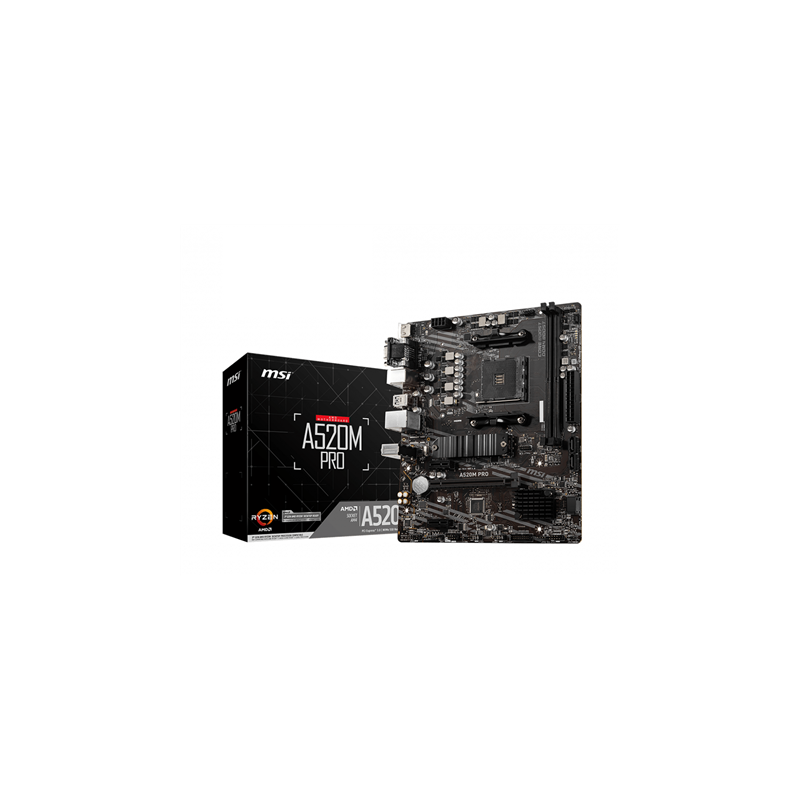 MSI A520M PRO Processor family AMD Processor socket AM4 DDR4 Memory slots 2 Chipset AMD A Micro ATX