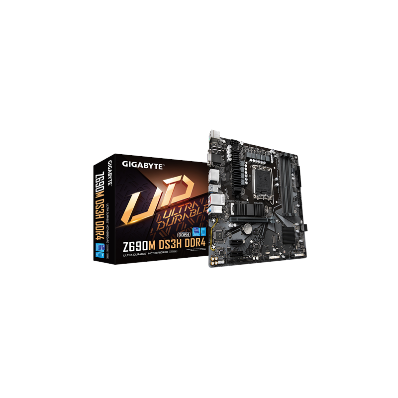 Gigabyte Z690M DS3H DDR4 1.0 M/B Processor family Intel Processor socket  LGA1700 DDR4 DIMM Memory slots 4 |