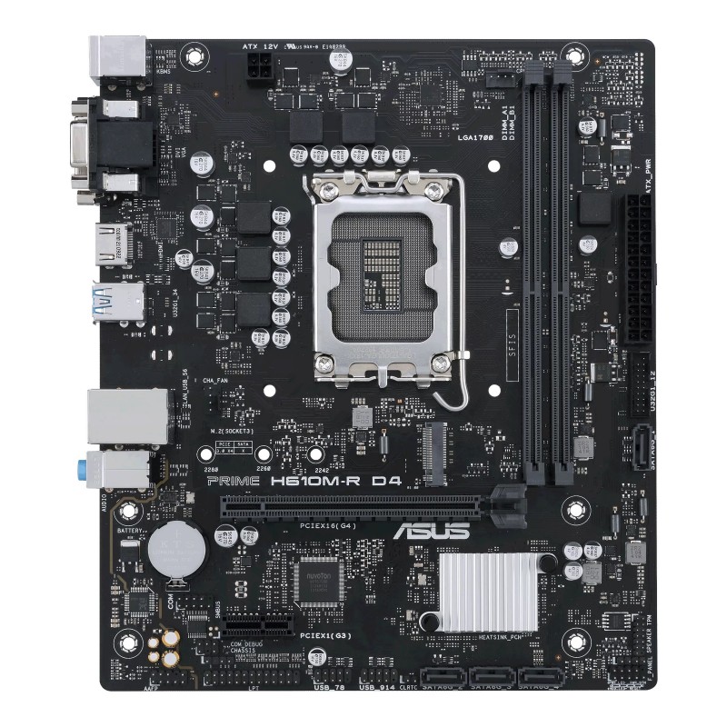 Asus PRIME H610M-R D4-SI Processor family Intel Processor socket LGA1700 DDR4 DIMM Memory slots 2 Supported