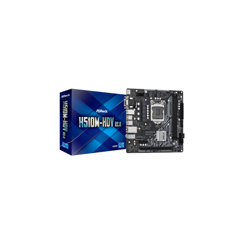 ASRock H510M-HDV R2.0 Processor family Intel Processor socket  LGA1200 DDR4 DIMM Memory slots 2 Supported