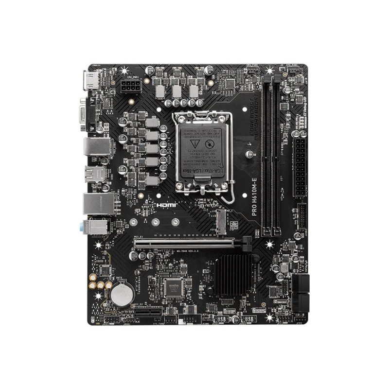 MSI PRO H610M-E Processor family Intel Processor socket  LGA1700 Supported hard disk drive interfaces SATA, M.2