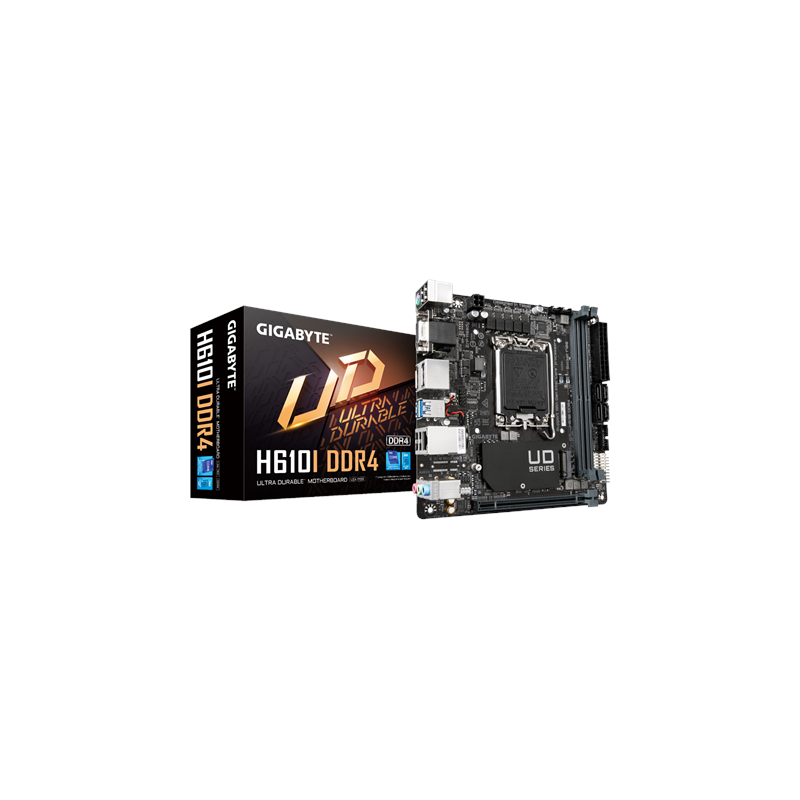 Gigabyte H610I Processor family Intel Processor socket LGA1700 DDR4 DIMM Supported hard disk drive interfaces