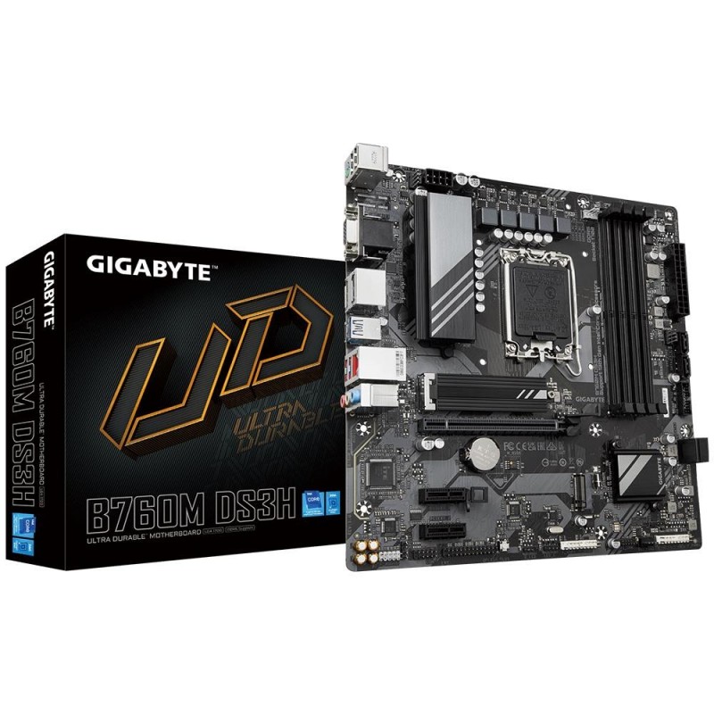 Mainboard GIGABYTE Intel B760 Express LGA1700 Micro-ATX Memory DDR5 Memory slots 4 2xPCI-Express 3.0 1x 1xPCI-Express