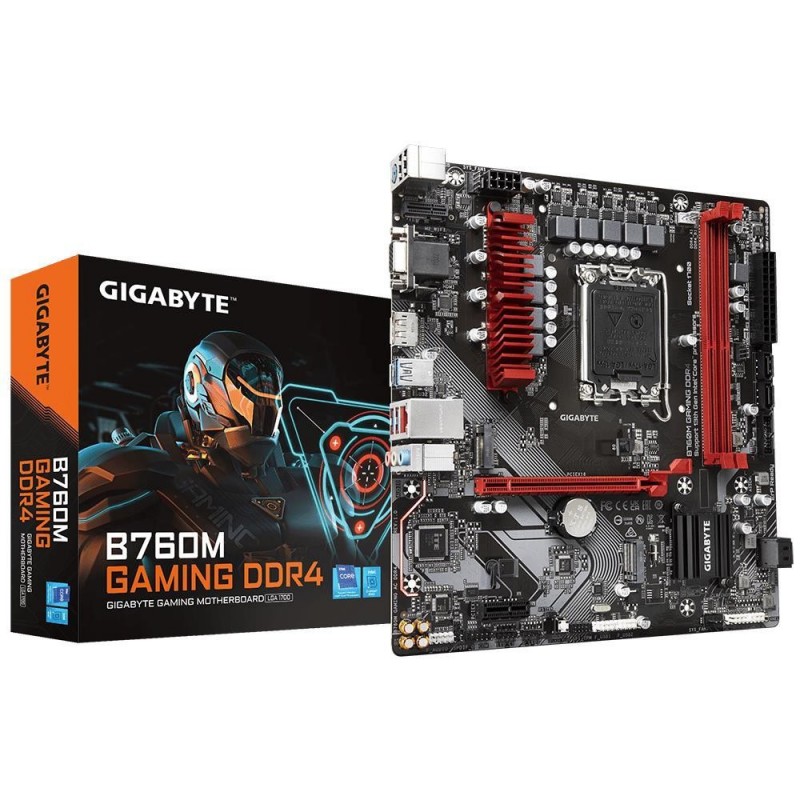 Mainboard GIGABYTE Intel B760 Express LGA1700 Micro-ATX Memory DDR4 Memory slots 2 1xPCI-Express 3.0 1x 1xPCI-Express