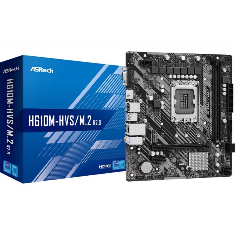 Mainboard ASROCK Intel H610 LGA1700 Micro-ATX Memory DDR4 Memory slots 2 1xPCI-Express 3.0 1x 1xPCI-Express 4.0