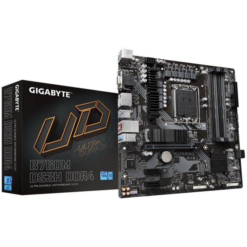 Mainboard GIGABYTE Intel B760 Express LGA1700 Micro-ATX Memory DDR4 Memory slots 4 2xPCI-Express 3.0 1x 1xPCI-Express