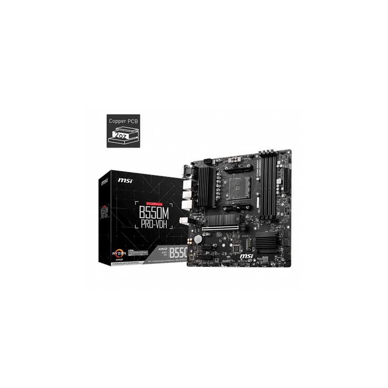 MSI B550M PRO-VDH Processor family AMD Processor socket AM4 DDR4 Memory slots 4 Number of SATA connectors 4