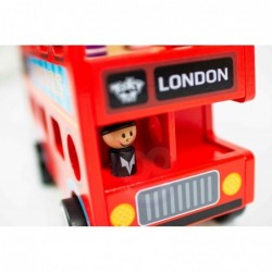 TOOKY TOY Wooden Toy London Bus Bus with Passengers
