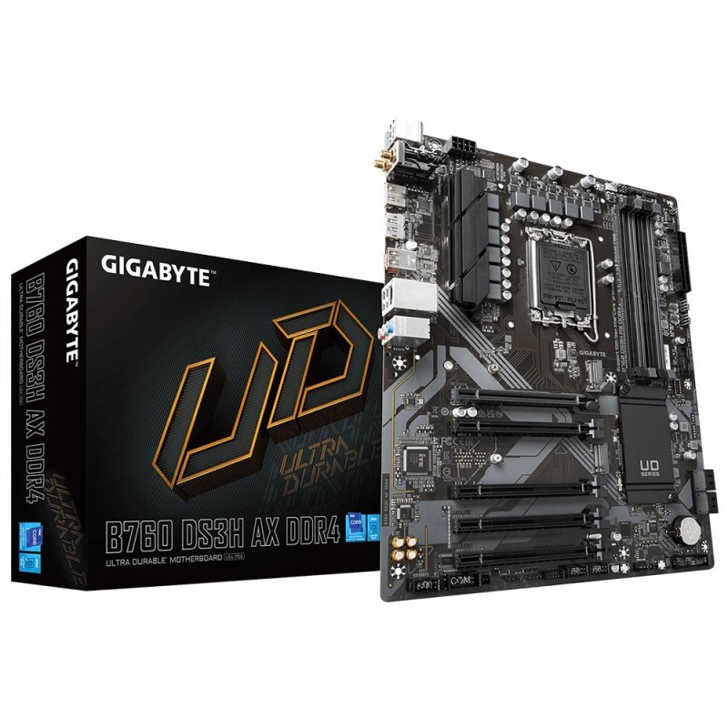 Gigabyte B760 DS3H AX DDR4 Motherboard - Supports Intel Core 14th CPUs, 8+2+1 Phases Digital VRM, up to 5333MHz DDR4