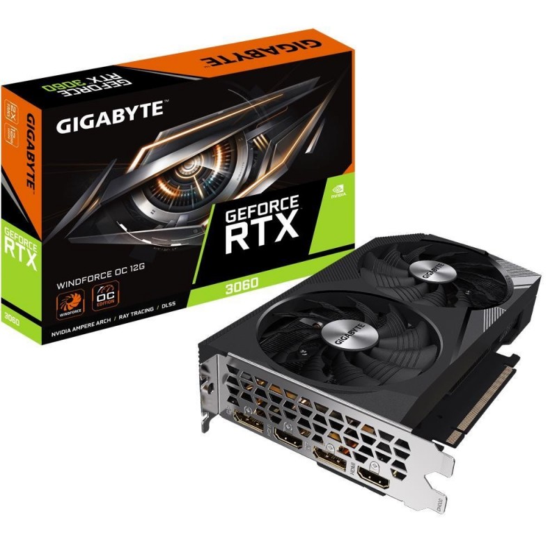 Graphics Card GIGABYTE NVIDIA GeForce RTX 3060 12 GB GDDR6 192 bit PCIE 4.0 16x Memory 15000 MHz GPU 1792