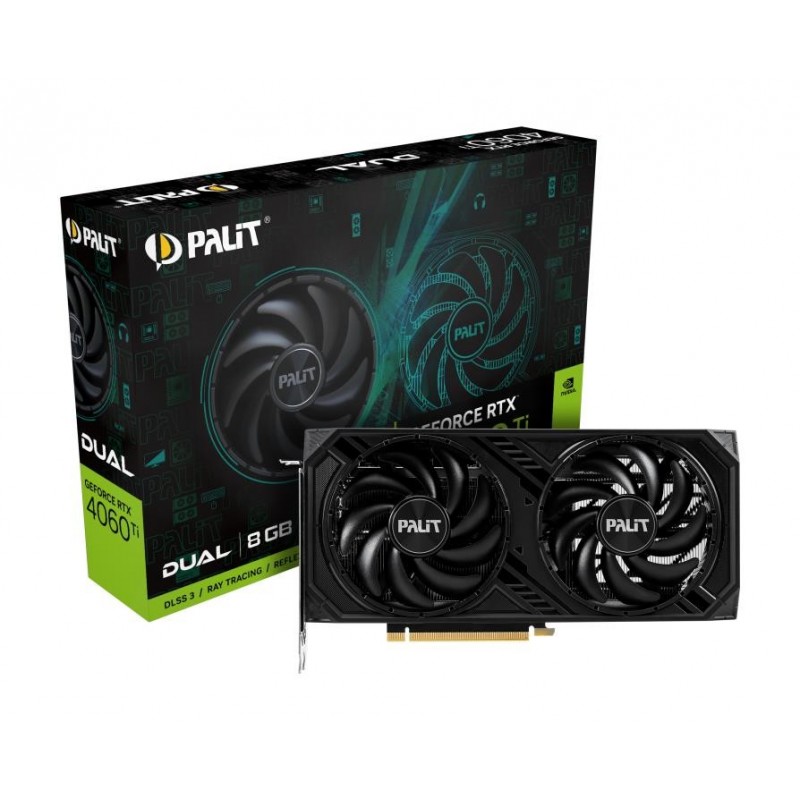 Graphics Card PALIT NVIDIA GeForce RTX 4060 Ti 8 GB GDDR6 128 bit PCIE 4.0 16x GPU 2310 MHz Dual Slot