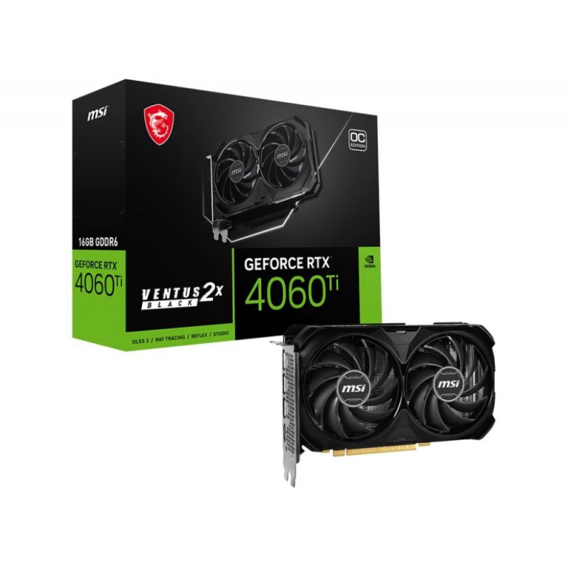 Graphics Card MSI NVIDIA GeForce RTX 4060 Ti 16 GB GDDR6 128 bit PCIE 4.0 16x 1xHDMI 3xDisplayPort 4060TIVENT2XBLAC16GOC