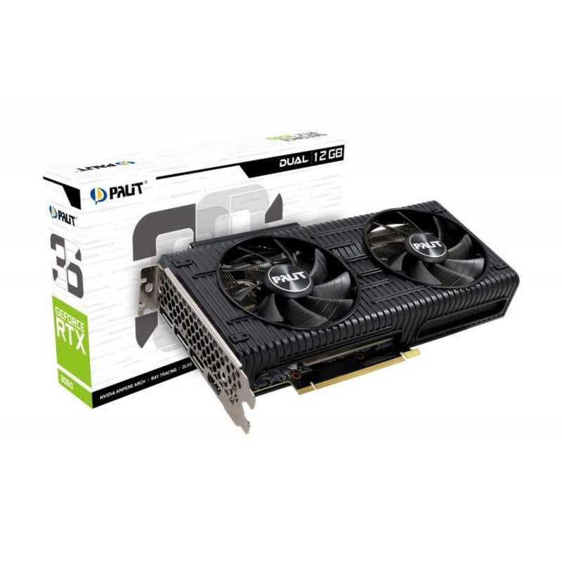 Graphics Card PALIT NVIDIA GeForce RTX 3060 12 GB 192 bit PCIE 4.0 16x GDDR6 GPU 1320 MHz Dual Slot