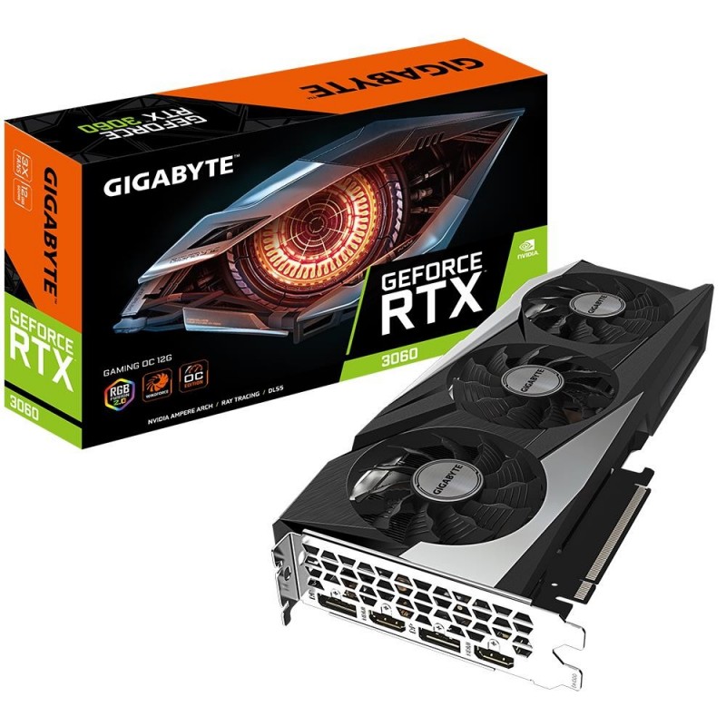 Graphics Card GIGABYTE NVIDIA GeForce RTX 3060 12 GB 192 bit PCIE 4.0 16x GDDR6 Memory 15000 MHz GPU 1837