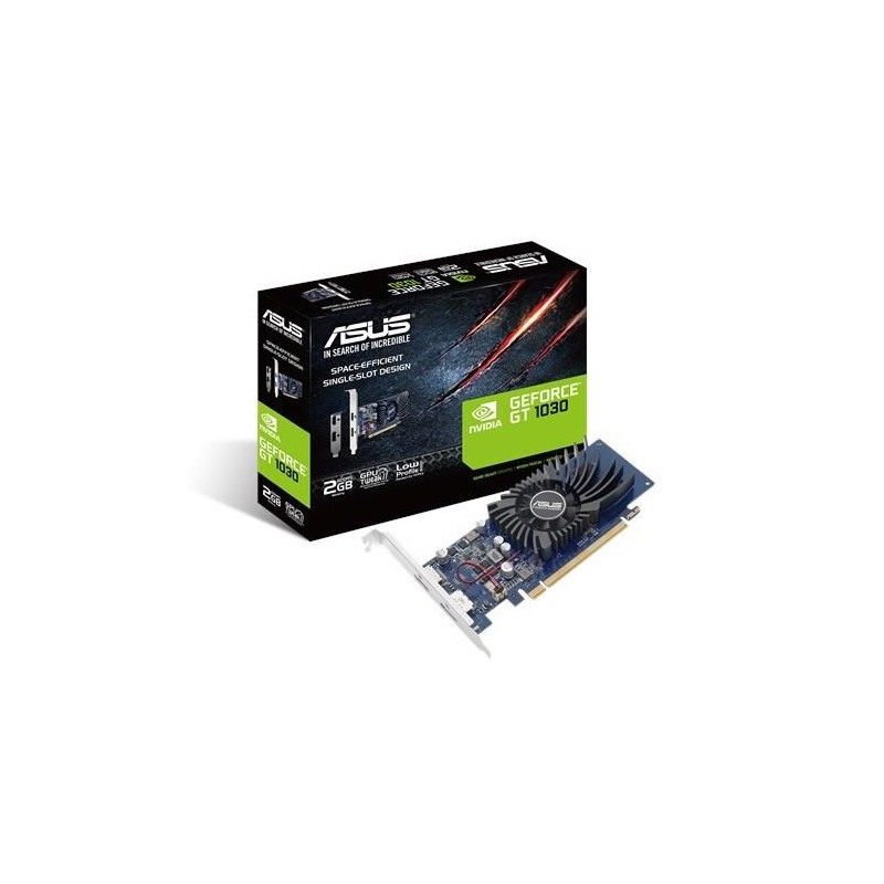 Graphics Card ASUS NVIDIA GeForce GT 1030 2 GB 64 bit PCIE 3.0 16x GDDR5 Memory 6008 MHz GPU 1266 MHz Single Slot