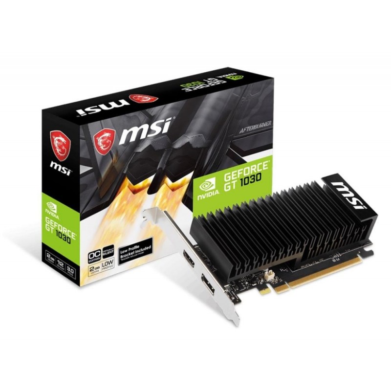 Graphics Card MSI NVIDIA GeForce GT 1030 2 GB 64 bit PCIE 3.0 16x GDDR4 Memory 2010 MHz GPU 1431 MHz Single Slot