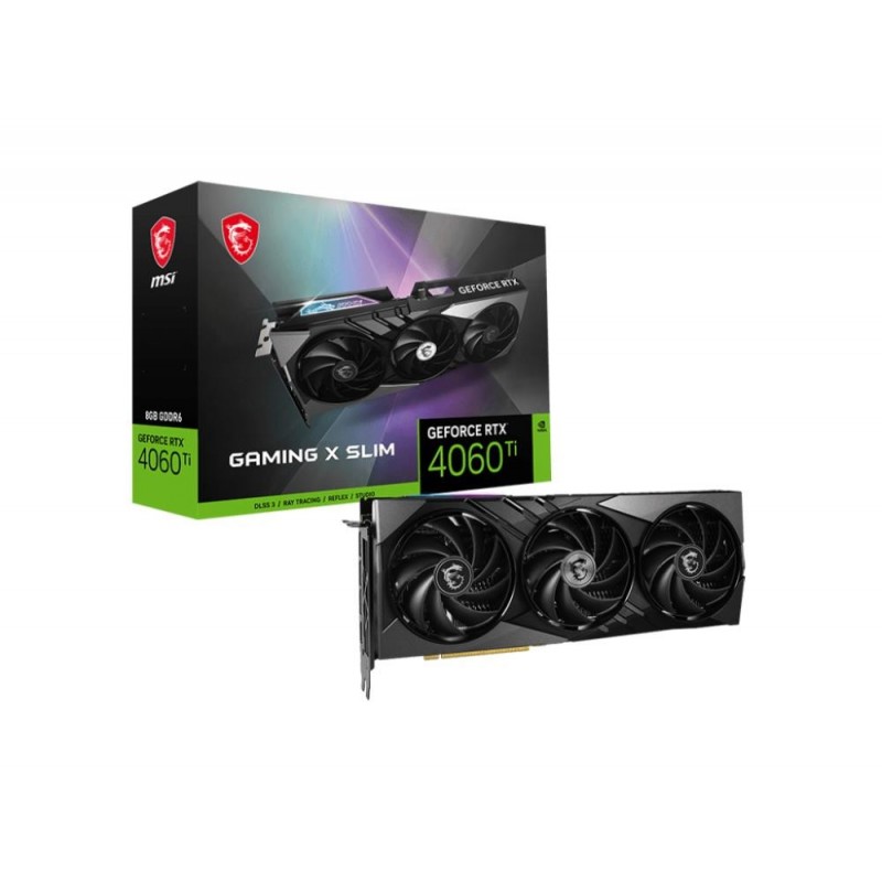 Graphics Card MSI NVIDIA GeForce RTX 4060 Ti 8 GB GDDR6 128 bit PCIE 4.0 8x 1xHDMI 3xDisplayPort RTX4060TIGAMXSLIM8G