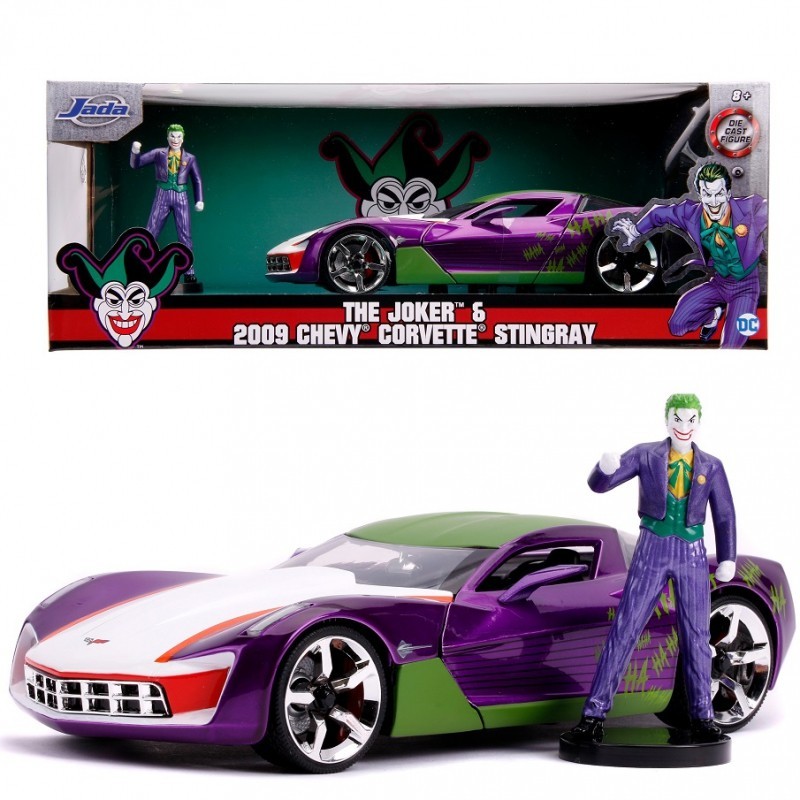 JADA Joker Car Chevy Corvette Stingray Action Figure 1:24