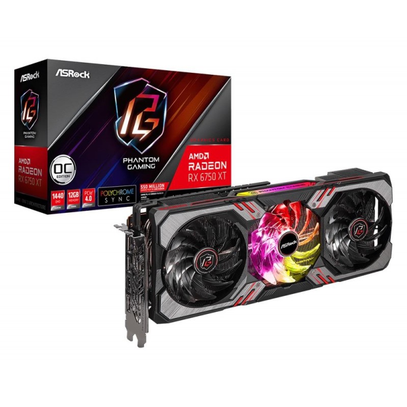 Graphics Card ASROCK AMD Radeon RX 6750 XT 12 GB GDDR6 192 bit PCIE 4.0 16x Two and Half Slot